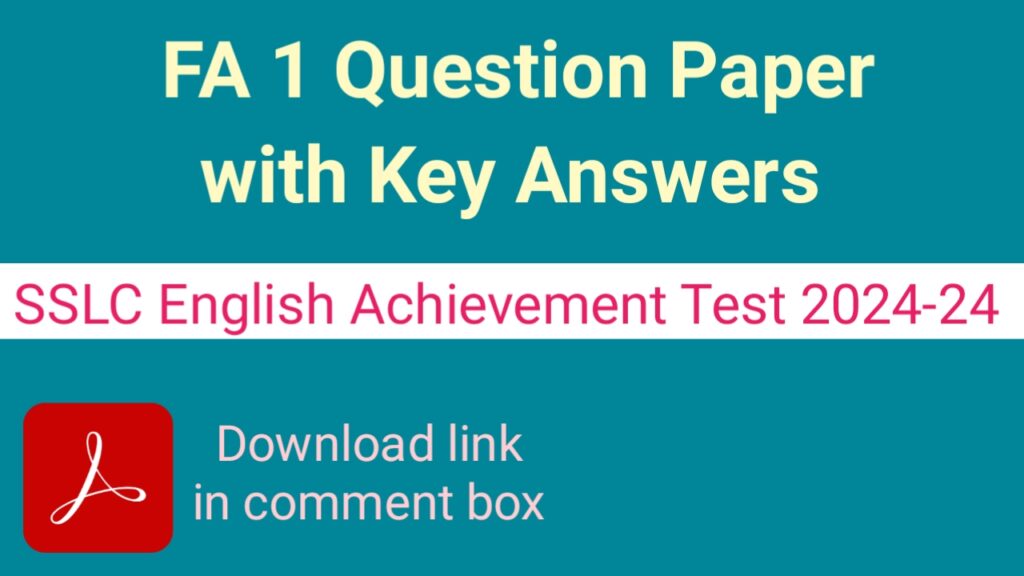 FA 1 Question paper with key answer 2024-25