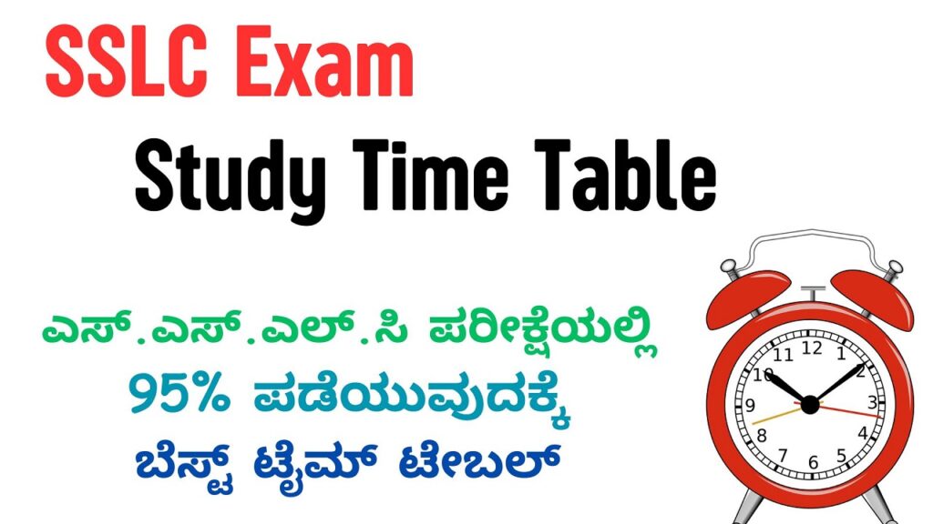 SSLC exam study time table