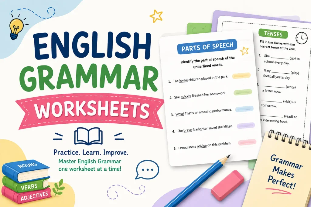 English Grammar Activity sheets